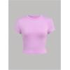 imageSOLY HUX Girls Short Sleeve Shirts 4 Packs Basic TShirts Tight Fitted Summer Tee Crop TopsHot Pink White Black