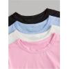 imageSOLY HUX Girls Short Sleeve Shirts 4 Packs Basic TShirts Tight Fitted Summer Tee Crop TopsWhite Pink Blue Black