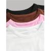 imageSOLY HUX Girls Short Sleeve Shirts 4 Packs Basic TShirts Tight Fitted Summer Tee Crop TopsWhite Pink Brown Black