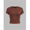 imageSOLY HUX Girls Short Sleeve Shirts 4 Packs Basic TShirts Tight Fitted Summer Tee Crop TopsWhite Pink Brown Black