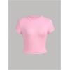 imageSOLY HUX Girls Short Sleeve Shirts 4 Packs Basic TShirts Tight Fitted Summer Tee Crop TopsWhite Pink Grey Black