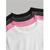 imageSOLY HUX Girls Short Sleeve Shirts 4 Packs Basic TShirts Tight Fitted Summer Tee Crop TopsWhite Pink Grey Black