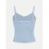 imageSOLY HUX Girls Sleeveless Lace Trim Camisoles Spaghetti Strap Ribbed Crop Tank TopsPlain Light Blue