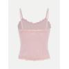 imageSOLY HUX Girls Sleeveless Lace Trim Camisoles Spaghetti Strap Ribbed Crop Tank TopsPlain Light Pink
