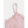 imageSOLY HUX Girls Sleeveless Lace Trim Camisoles Spaghetti Strap Ribbed Crop Tank TopsPlain Light Pink