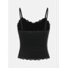 imageSOLY HUX Girls Sleeveless Lace Trim Camisoles Spaghetti Strap Ribbed Crop Tank TopsPure Black