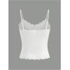 imageSOLY HUX Girls Sleeveless Lace Trim Camisoles Spaghetti Strap Ribbed Crop Tank TopsWhite Plain