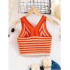 imageSOLY HUX Girls Striped Crop Tank Top V Neck Sleeveless Summer TopsOrange Striped