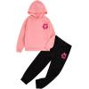 imageSOLY HUX Girls Sweatsuit 2 Piece Outfits Casual Graphic Long Sleeve Hoodies Sweatshirts and Sweatpants Set Fall ClothesBlack and Pink