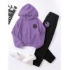 imageSOLY HUX Girls Sweatsuit 2 Piece Outfits Casual Graphic Long Sleeve Hoodies Sweatshirts and Sweatpants Set Fall ClothesPurple and Black