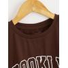 imageSOLY HUX Girls T Shirts Short Sleeve Cute Graphic Tees Crewneck Cartoon Cat Print Summer TopsChocolate Brown