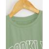 imageSOLY HUX Girls T Shirts Short Sleeve Cute Graphic Tees Crewneck Cartoon Cat Print Summer TopsGreen Letter Print