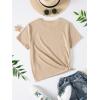 imageSOLY HUX Girls T Shirts Short Sleeve Cute Graphic Tees Crewneck Cartoon Cat Print Summer TopsKhaki Letter Cartoon
