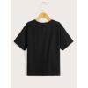 imageSOLY HUX Girls T Shirts Short Sleeve Cute Graphic Tees Crewneck Cartoon Cat Print Summer TopsLetter Print Black