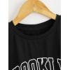 imageSOLY HUX Girls T Shirts Short Sleeve Cute Graphic Tees Crewneck Cartoon Cat Print Summer TopsLetter Print Black
