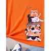 imageSOLY HUX Girls T Shirts Short Sleeve Cute Graphic Tees Crewneck Cartoon Cat Print Summer TopsOrange Graphic