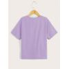 imageSOLY HUX Girls T Shirts Short Sleeve Cute Graphic Tees Crewneck Cartoon Cat Print Summer TopsViolet Purple Letter Print