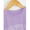 imageSOLY HUX Girls T Shirts Short Sleeve Cute Graphic Tees Crewneck Cartoon Cat Print Summer TopsViolet Purple Letter Print