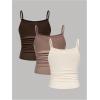 imageSOLY HUX Girls Tank Tops 3 Packs Cute Ruched Spaghetti Strap Camisole Slim Fit UndershirtsBeige Brown Multi