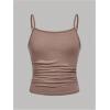 imageSOLY HUX Girls Tank Tops 3 Packs Cute Ruched Spaghetti Strap Camisole Slim Fit UndershirtsBeige Brown Multi