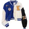 imageSOLY HUX Girls Varsity Jacket Color Block Letter Graphic Button Down Long Sleeve Baseball Jacket OuterwearMulticoloured
