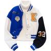 imageSOLY HUX Girls Varsity Jacket Color Block Letter Graphic Button Down Long Sleeve Baseball Jacket OuterwearMulticoloured