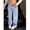 imageSOLY HUX Girls Y2k Bow Jeans Cute Straight Leg Mid Waist Casual Denim PantsBlue Bow