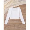 imageSOLY HUX Girls Y2k Lace Trim T Shirt Crop Tops Scoop Neck Long Sleeve Slim Fit TeePlain White