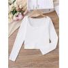 imageSOLY HUX Girls Y2k Lace Trim T Shirt Crop Tops Scoop Neck Long Sleeve Slim Fit TeePlain White