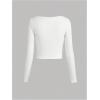 imageSOLY HUX Girls Y2k Lace Trim T Shirt Crop Tops Scoop Neck Long Sleeve Slim Fit TeePlain White