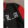 imageSOLY HUX Mens Varsity Jacket Color Block Letter Graphic Print Long Sleeve Casual Baseball JacketBlack and Red Letter