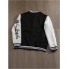imageSOLY HUX Mens Varsity Jacket Color Block Letter Graphic Print Long Sleeve Casual Baseball JacketBlack and White Letter