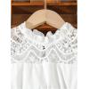 imageSOLY HUX Toddler Girls Contrast Lace Dress Mock Neck Cap Sleeve A Line Flared Belted Short DressesGreen and White