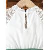 imageSOLY HUX Toddler Girls Contrast Lace Dress Mock Neck Cap Sleeve A Line Flared Belted Short DressesGreen and White