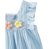 imageSOLY HUX Toddler Girls Floral Applique Dress Square Neck Cap Sleeve Ruffle Hem Summer Midi DressesLight Blue