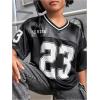 imageSOLY HUX Toddler Girls Graphic TShirts Short Sleeve V Neck Tee Shirts Jersey Tops Y2k StreetwearBlack Letter