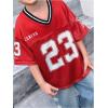 imageSOLY HUX Toddler Girls Graphic TShirts Short Sleeve V Neck Tee Shirts Jersey Tops Y2k StreetwearRed Letter