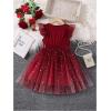 imageSOLY HUX Toddler Girls Mesh Birthday Dress Ruffle Sleeve Long Dress Belted A Line Flared Party Tutu DressesRed Star