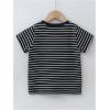 imageSOLY HUX Toddler Girls Striped Print Short Sleeve Tee Shirts Heart Crewneck Cute Summer TopsBlack Striped