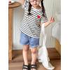 imageSOLY HUX Toddler Girls Striped Print Short Sleeve Tee Shirts Heart Crewneck Cute Summer TopsBlack and White
