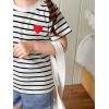 imageSOLY HUX Toddler Girls Striped Print Short Sleeve Tee Shirts Heart Crewneck Cute Summer TopsBlack and White