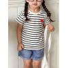 imageSOLY HUX Toddler Girls Striped Print Short Sleeve Tee Shirts Heart Crewneck Cute Summer TopsBlack and White