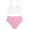 imageSOLY HUX Toddler Girls Two Piece Swimsuit Color Block Bikini Sets Ribbed Knit Bathing Suits White and Pink 6Y