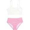 imageSOLY HUX Toddler Girls Two Piece Swimsuit Color Block Bikini Sets Ribbed Knit Bathing Suits White and Pink 6Y