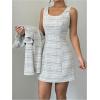 imageSOLY HUX Womens 2 Piece Outfits Plaid Long Sleeve Button Down Cropped Jacket and Sleeveless Mini Dress SetsBlack and White Plaid