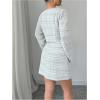 imageSOLY HUX Womens 2 Piece Outfits Plaid Long Sleeve Button Down Cropped Jacket and Sleeveless Mini Dress SetsBlack and White Plaid