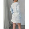 imageSOLY HUX Womens 2 Piece Outfits Plaid Long Sleeve Button Down Cropped Jacket and Sleeveless Mini Dress SetsBlue Plaid