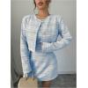 imageSOLY HUX Womens 2 Piece Outfits Plaid Long Sleeve Button Down Cropped Jacket and Sleeveless Mini Dress SetsBlue Plaid