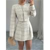 imageSOLY HUX Womens 2 Piece Outfits Plaid Long Sleeve Button Down Cropped Jacket and Sleeveless Mini Dress SetsBrown Plaid