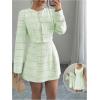 imageSOLY HUX Womens 2 Piece Outfits Plaid Long Sleeve Button Down Cropped Jacket and Sleeveless Mini Dress SetsGreen Plaid